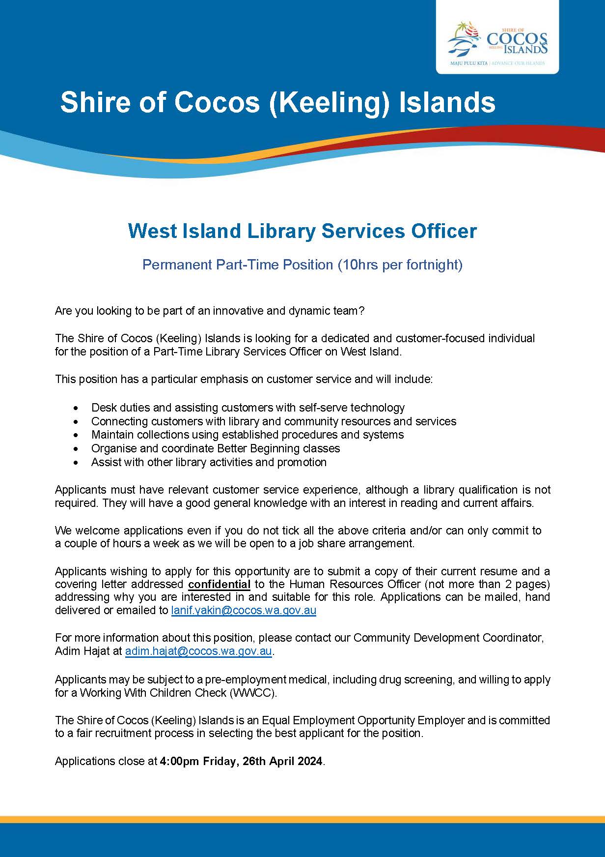 Job Advertisement   West Island Library Services Officer PART TIME